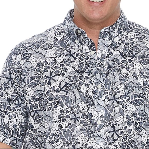 Plus Size Big & Tall Men's Short Sleeve Tropical Print Shirt 3X LT - Picture 3 of 6